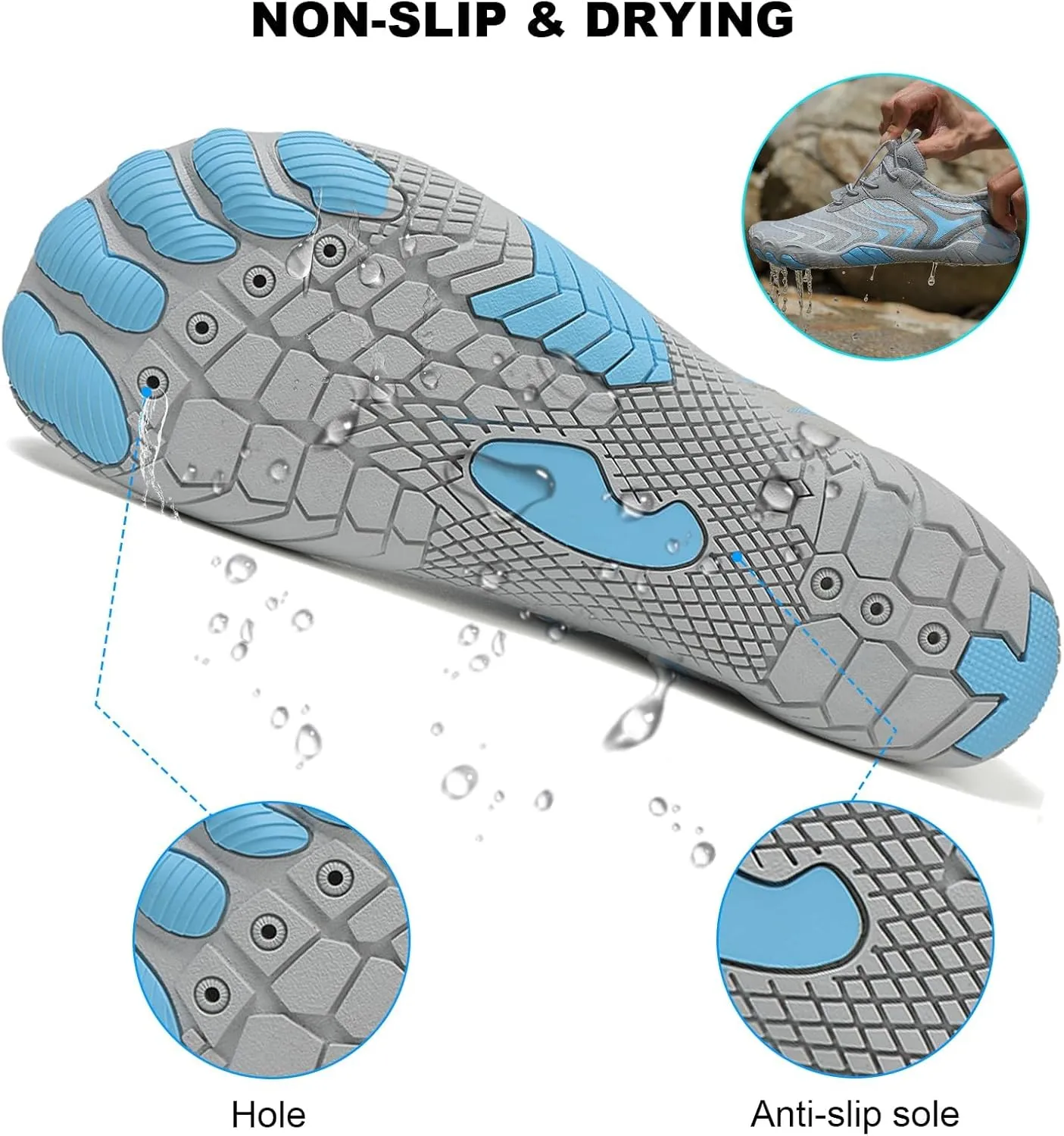 Hike Barefoot Footwear Women Men Breathable Non-Slip Athletic Footwear Sneakers Wide Toe Water Shoes for Hiking Quick-Dry Lightweight Outdoor Sport Shoes