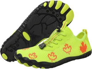 Hike Barefoot Shoes Women, Maple Leaf Print Grounded Barefoot Footwear Shoes, Neuropathy Walking Shoe Wide Toe Box Zero Drop Beach Sneakers for Gym Athletic Walking Running Sneakers Water Resistant