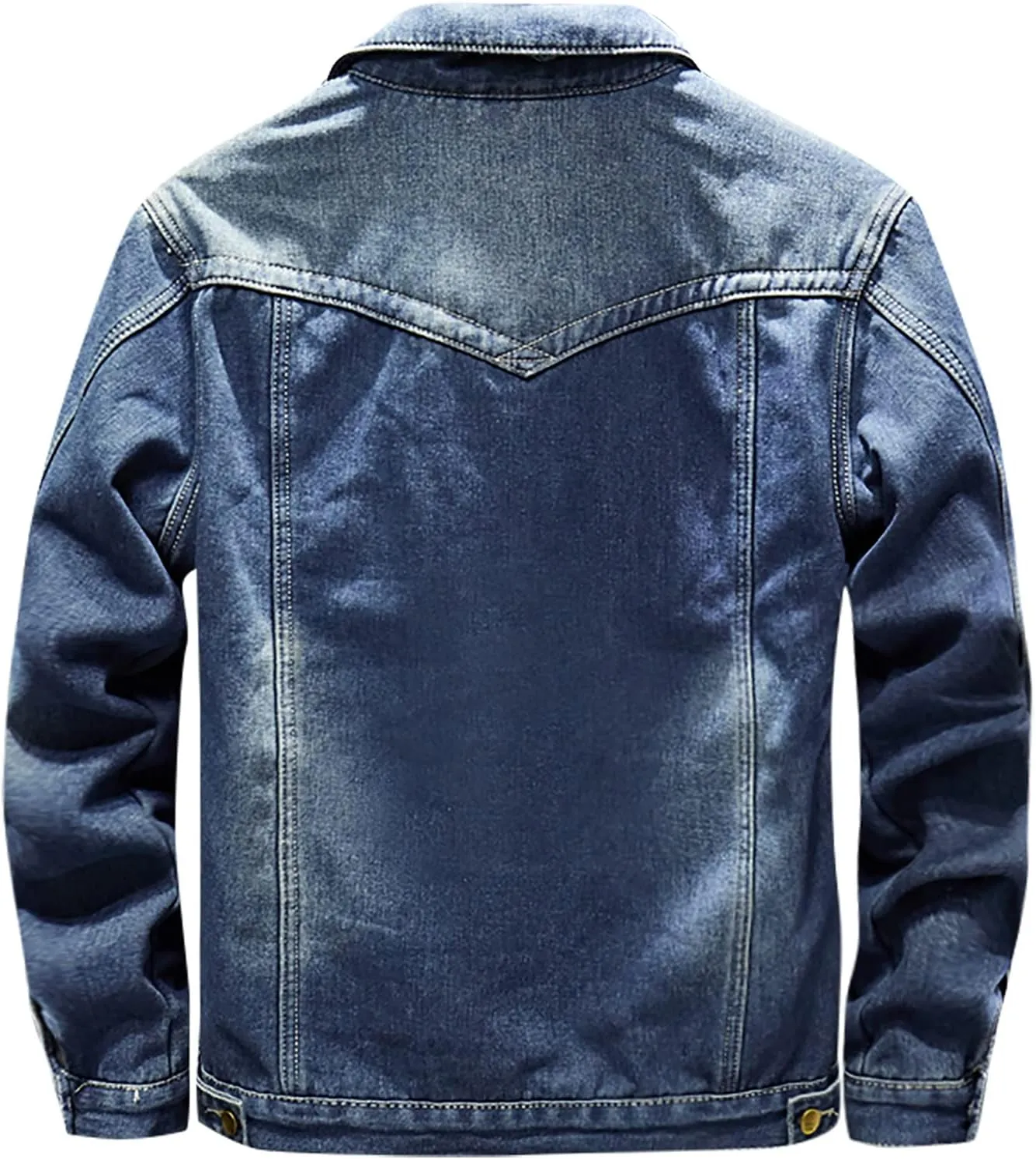 hlysgo Men's Sherpa Fleece Lined Denim Jacket Warm Winter Trucker Jacket Plus Size Thicken Button Down Cowboy Jean Jacket