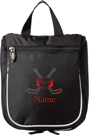 Hockey Toiletry Bag, Personalized Men's Shaving Kit, Hanging Travel Case