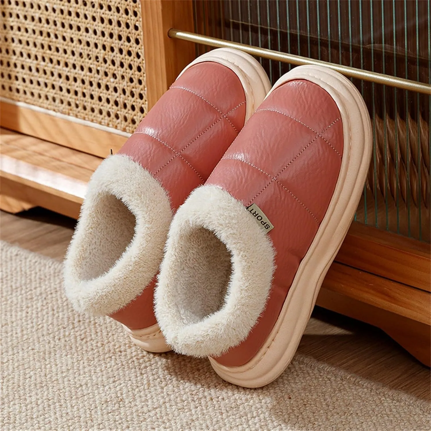 Home Slippers Women Warm Cute Long Fleece Plush Indoor House Spa Mens Soft Sole Slippers Slippers for Women Indoor Slippers for Men Outdoor Summer Artificial Christmas Tree Gifts for Her 2023