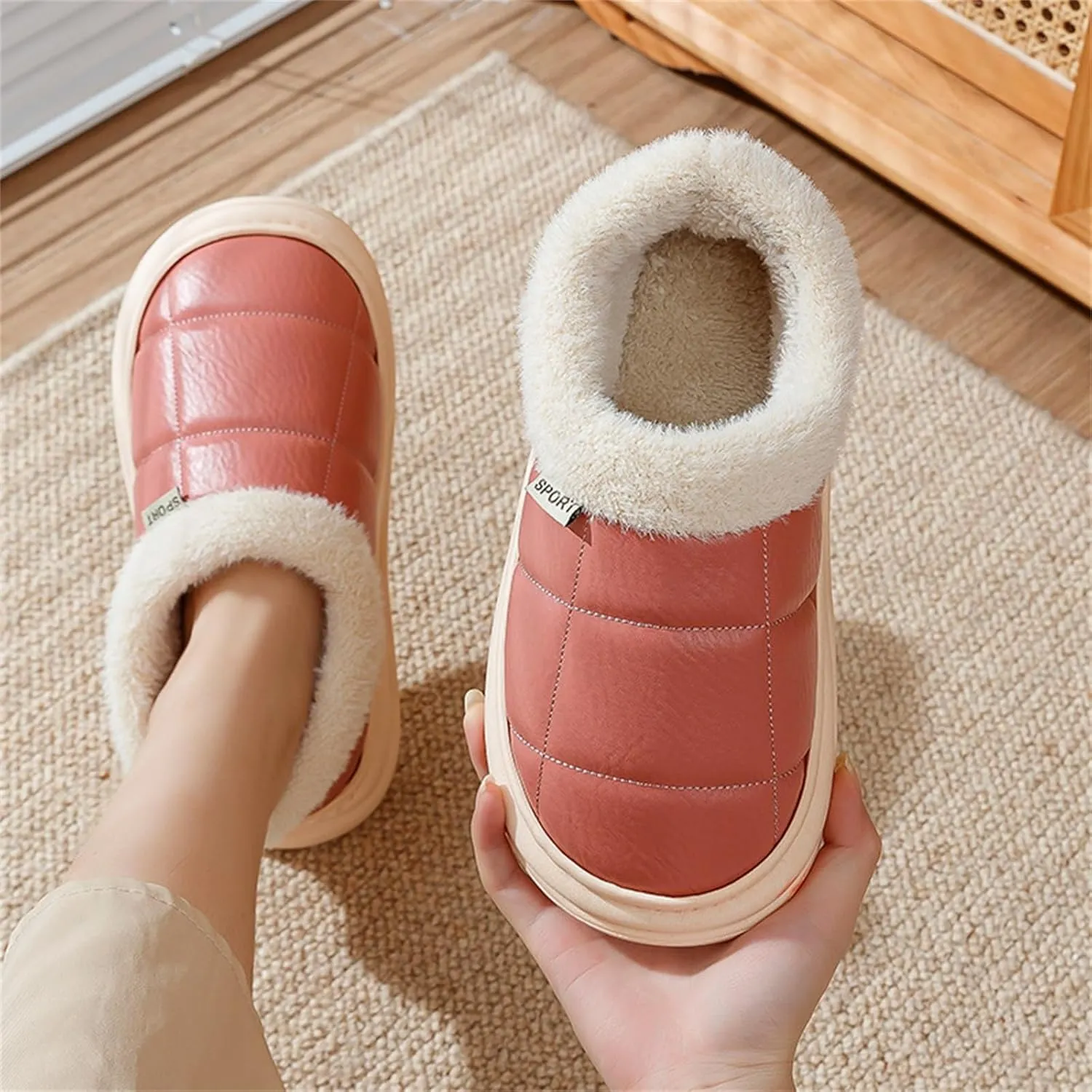 Home Slippers Women Warm Cute Long Fleece Plush Indoor House Spa Mens Soft Sole Slippers Slippers for Women Indoor Slippers for Men Outdoor Summer Artificial Christmas Tree Gifts for Her 2023