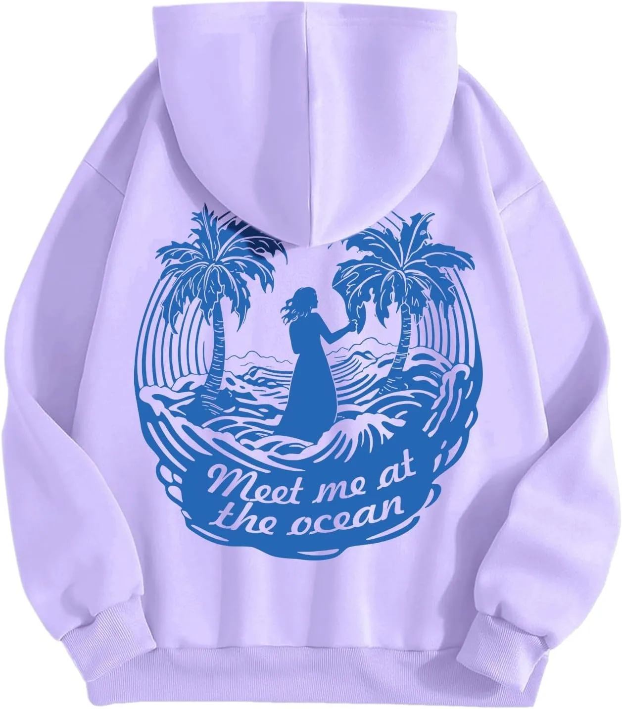 Hoodie for Women Meet Me at The Ocean Oversized Preppy Graphic Sweatshirt Teen Girls Cute Y2K Casual Pullover Tops
