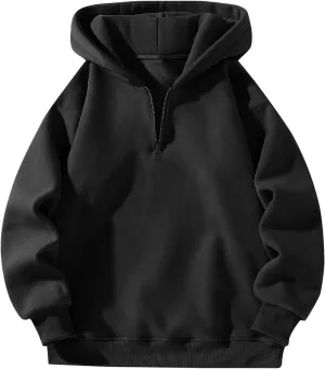 Hoodies for Men Quarter Zip Pullover Drop Shoulder Lightweight Workout Plain Hoodie Big And Tall Hooded Sweatshirt