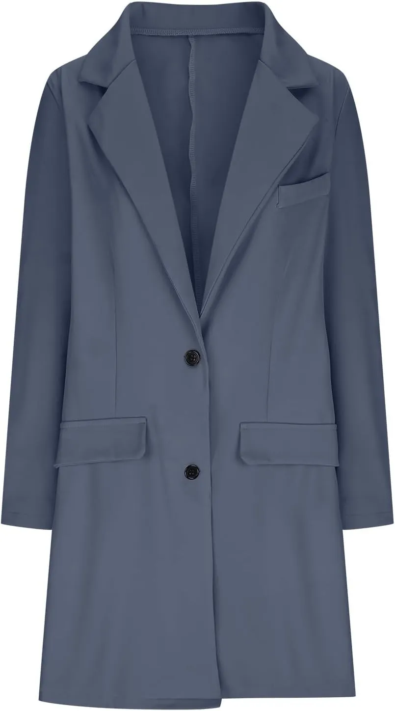 Hvyesh Women's Wool Blend Trench Winter Jackets Mid Long Warm Pea Coats Dressy Casual Double Breasted Overcoat with Pockets