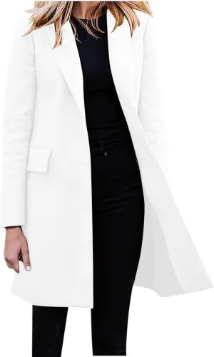 Hvyesh Women's Wool Blend Trench Winter Jackets Mid Long Warm Pea Coats Dressy Casual Double Breasted Overcoat with Pockets
