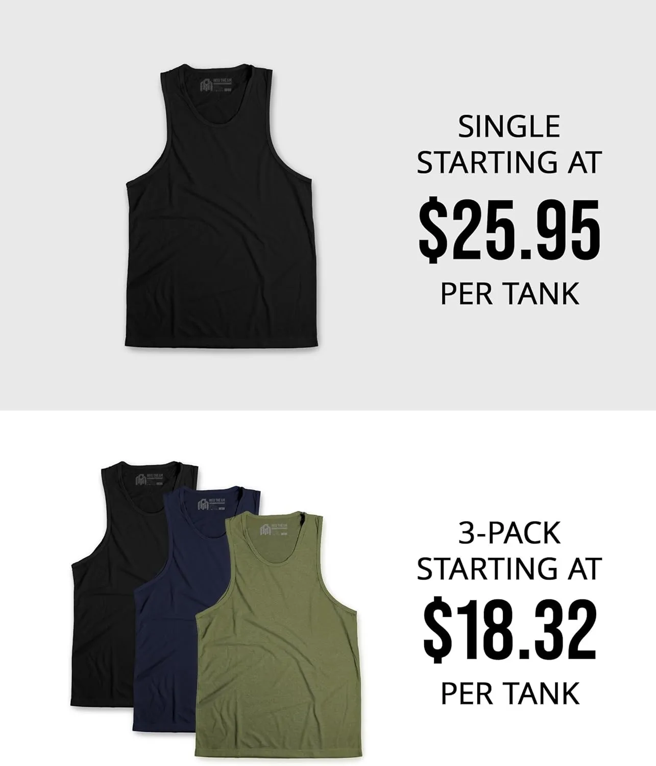 INTO THE AM Premium Basic Tank Tops for Men - Beach Workout Muscle Tanks S - 2XL