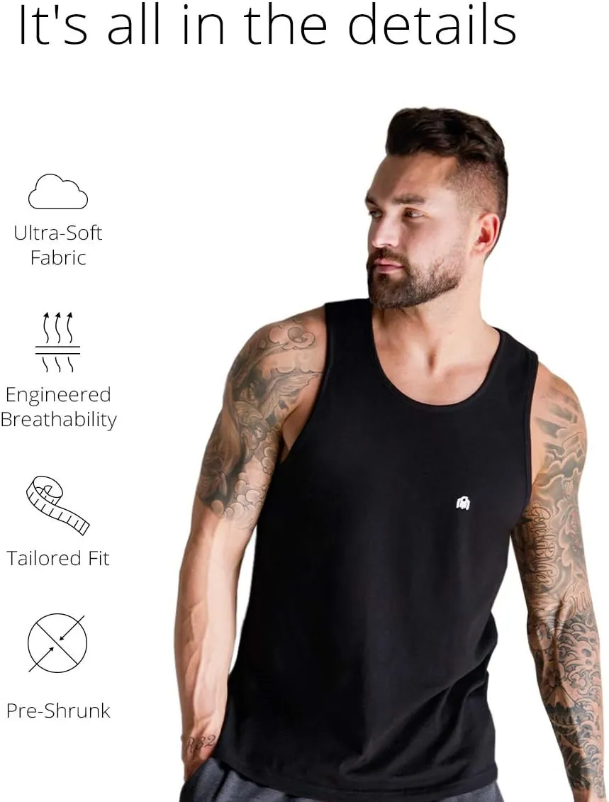 INTO THE AM Premium Basic Tank Tops for Men - Beach Workout Muscle Tanks S - 2XL