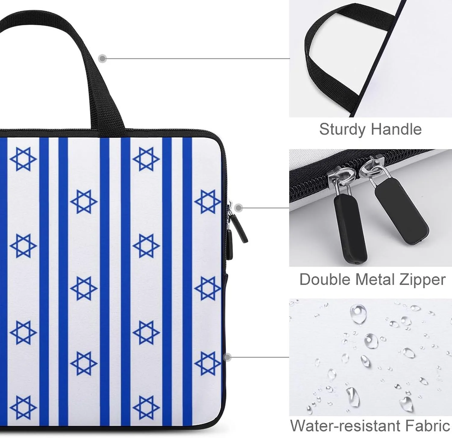 Israel Flag Shaped Laptop Bag Slim Carrying Case Computer Bag Briefcase Handbag Messenger Bag Business Casual