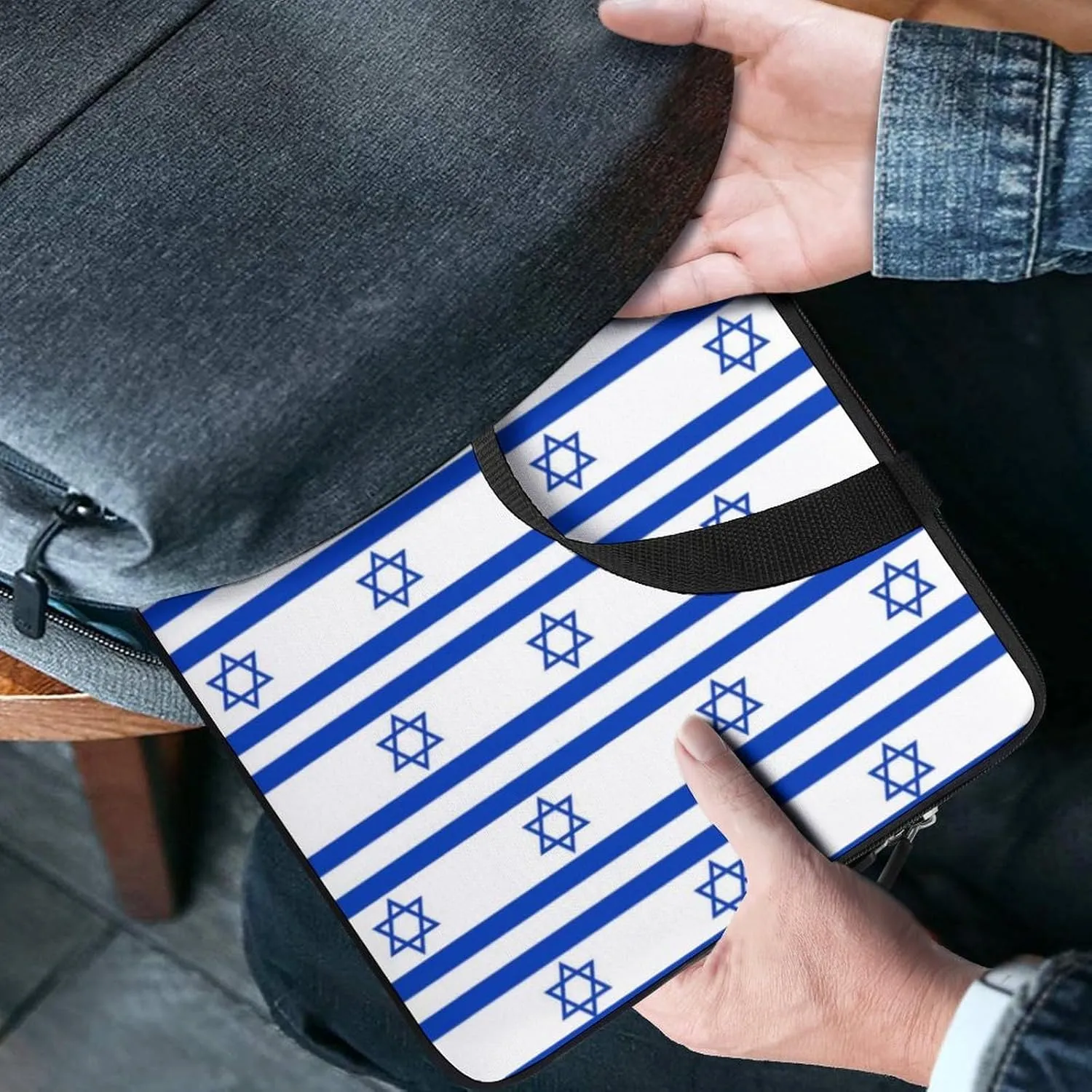 Israel Flag Shaped Laptop Bag Slim Carrying Case Computer Bag Briefcase Handbag Messenger Bag Business Casual