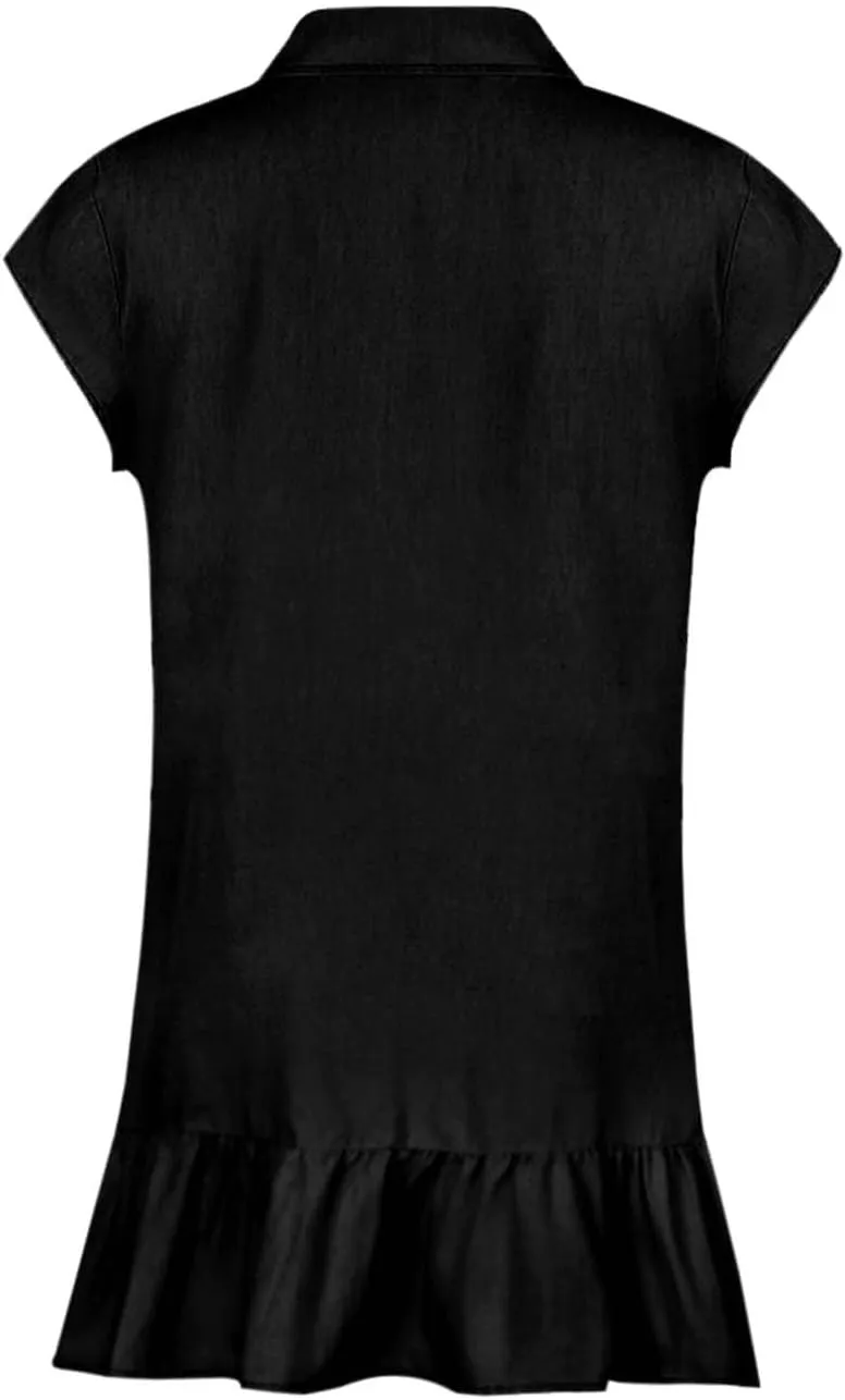 Jean Dresses for Women Tank Top Button Down Cap Sleeve Demin Mini Dress Ruffle Flowy Party Business Casual Outfits