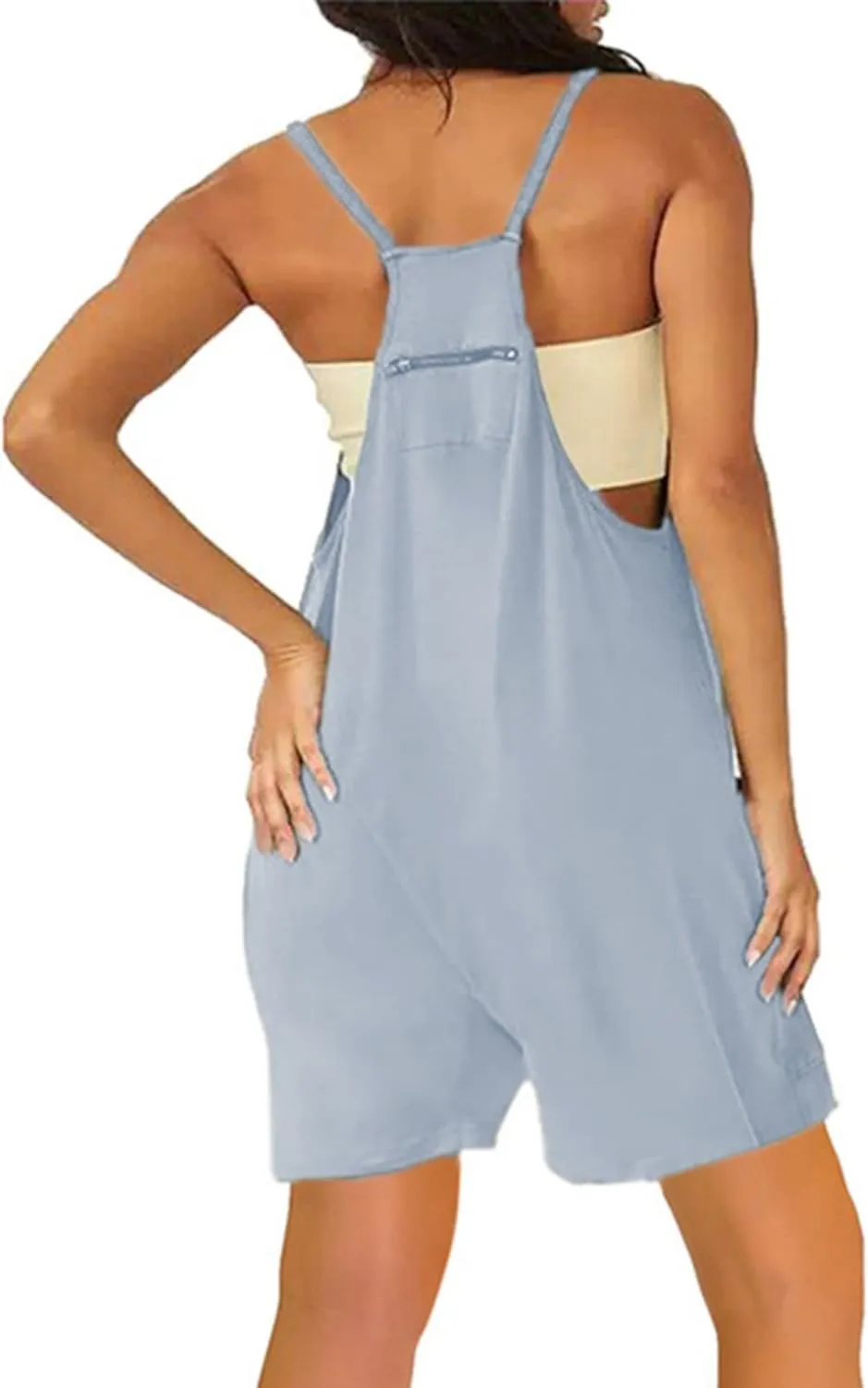 Jumpsuits for Women Casual V Neck Sleeveless Rompers Spaghetti Strap Baggy Overalls Loose Harem Pants Overalls