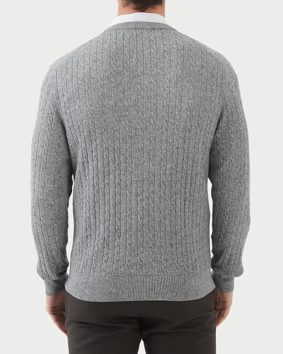 Kallspin Men's Cable Knit Crewneck Sweater Pullovers Wool Blend Relax Fit Knitwear