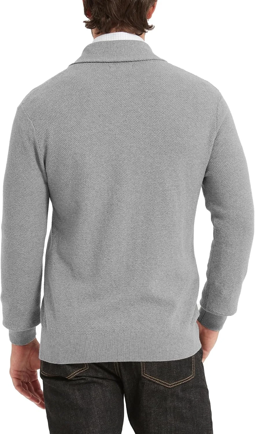 Kallspin Men's Pure Cotton Button Down Cardigan Sweater Lightweight Shawl Collar Knitwear