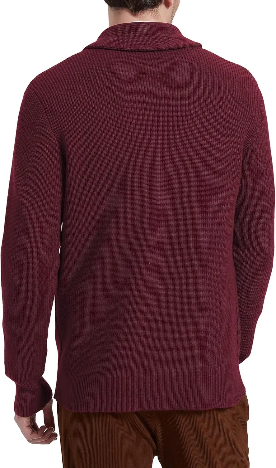 Kallspin Men's Wool Blend Shawl Collar Cardigan Sweater Button Down Knitwear with Pockets