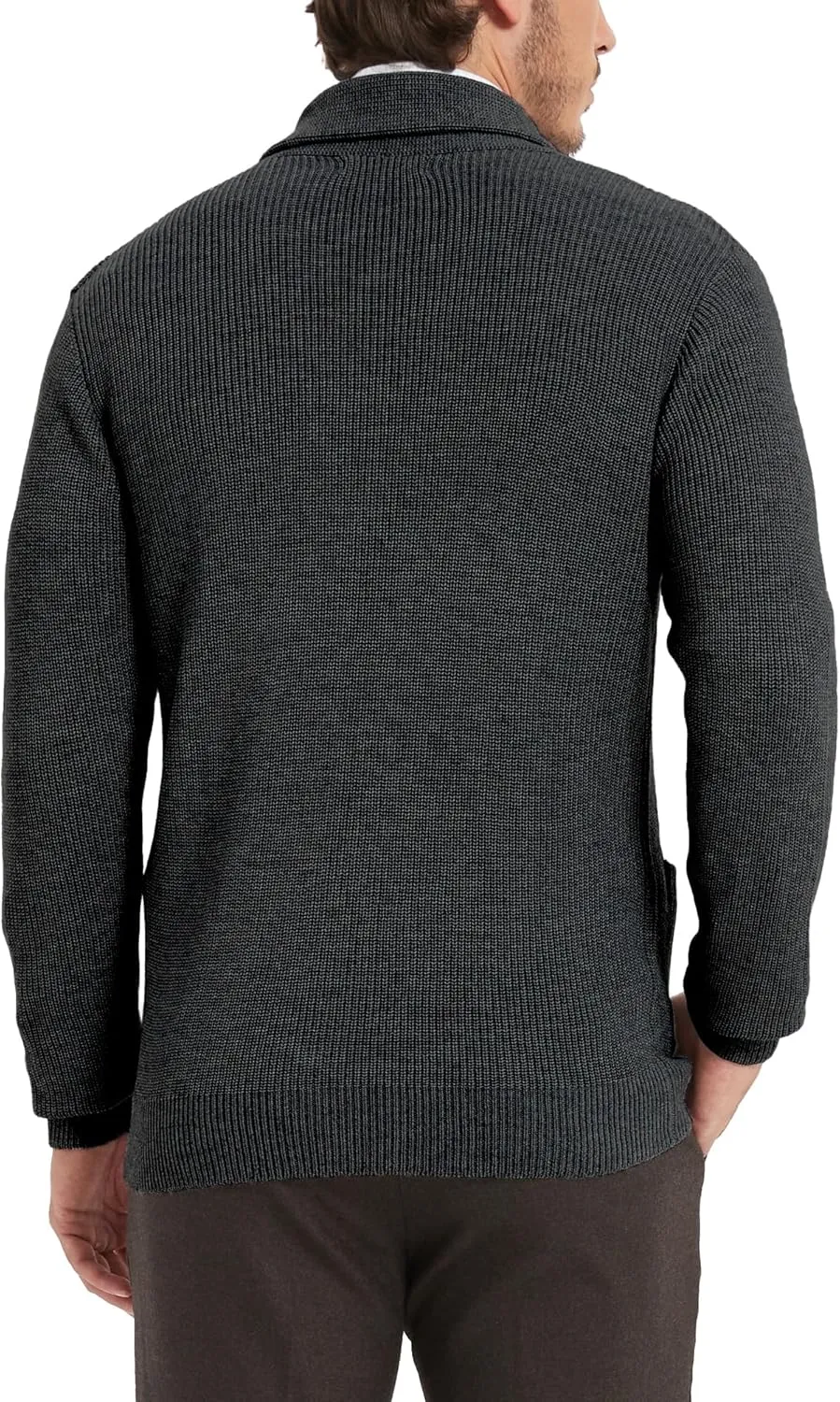 Kallspin Men's Wool Blend Shawl Collar Cardigan Sweater Button Down Knitwear with Pockets