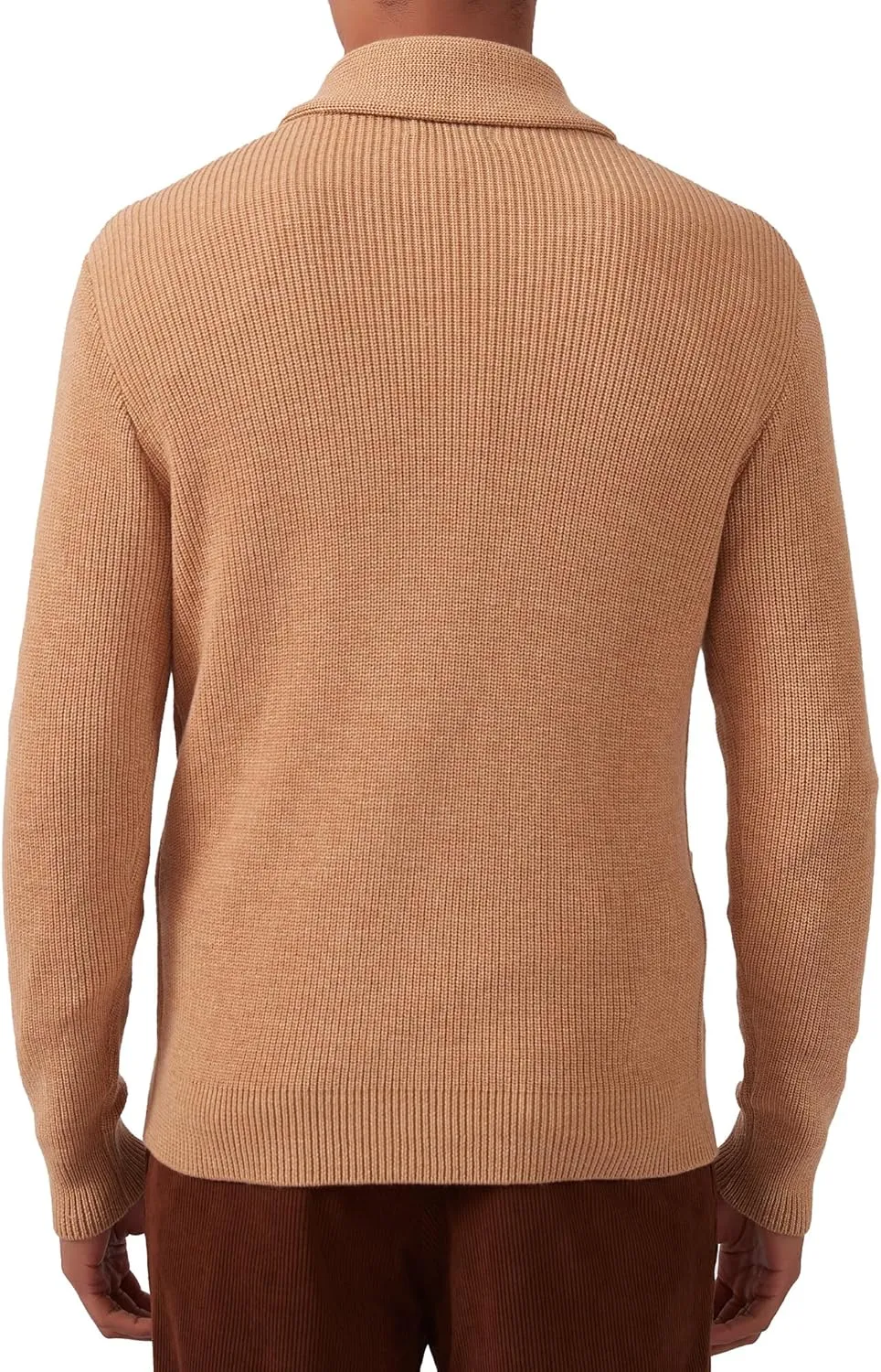 Kallspin Men's Wool Blend Shawl Collar Cardigan Sweater Button Down Knitwear with Pockets
