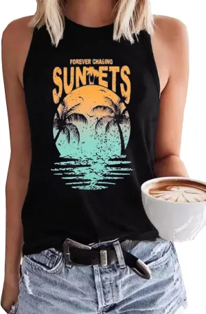 KBLDZHT Women Beach Tank Tops Hawaiian Sleeveless Tanks Summer Vacation Tees Vintage Graphic Girls Trip Tanks Vest