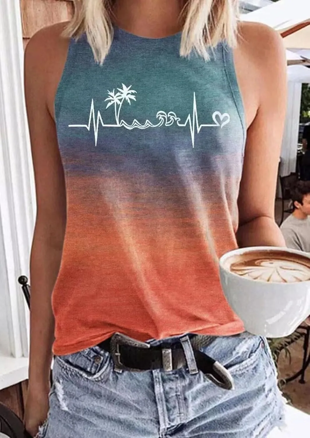 KBLDZHT Women Beach Tank Tops Hawaiian Sleeveless Tanks Summer Vacation Tees Vintage Graphic Girls Trip Tanks Vest