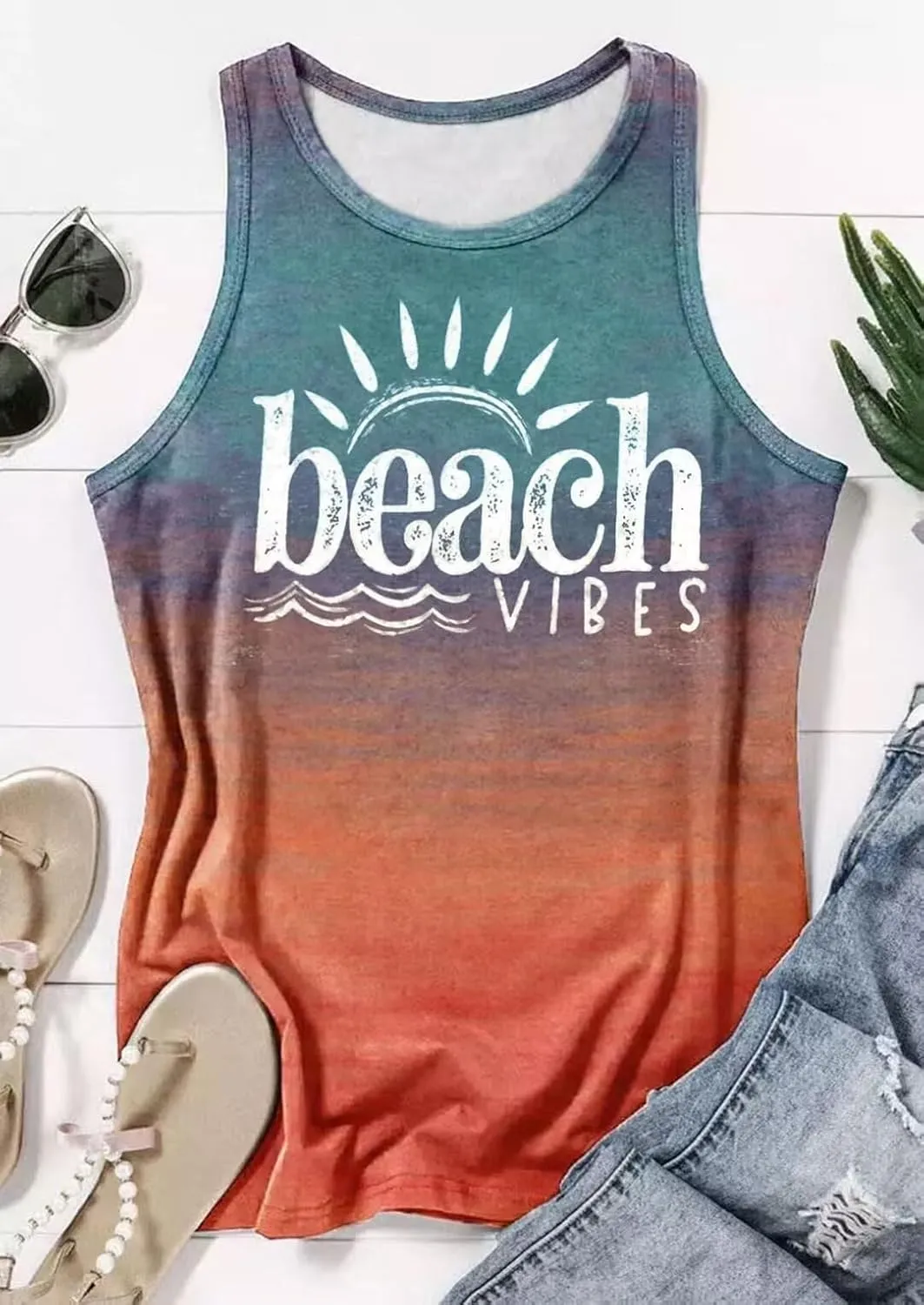 KBLDZHT Women Beach Tank Tops Hawaiian Sleeveless Tanks Summer Vacation Tees Vintage Graphic Girls Trip Tanks Vest