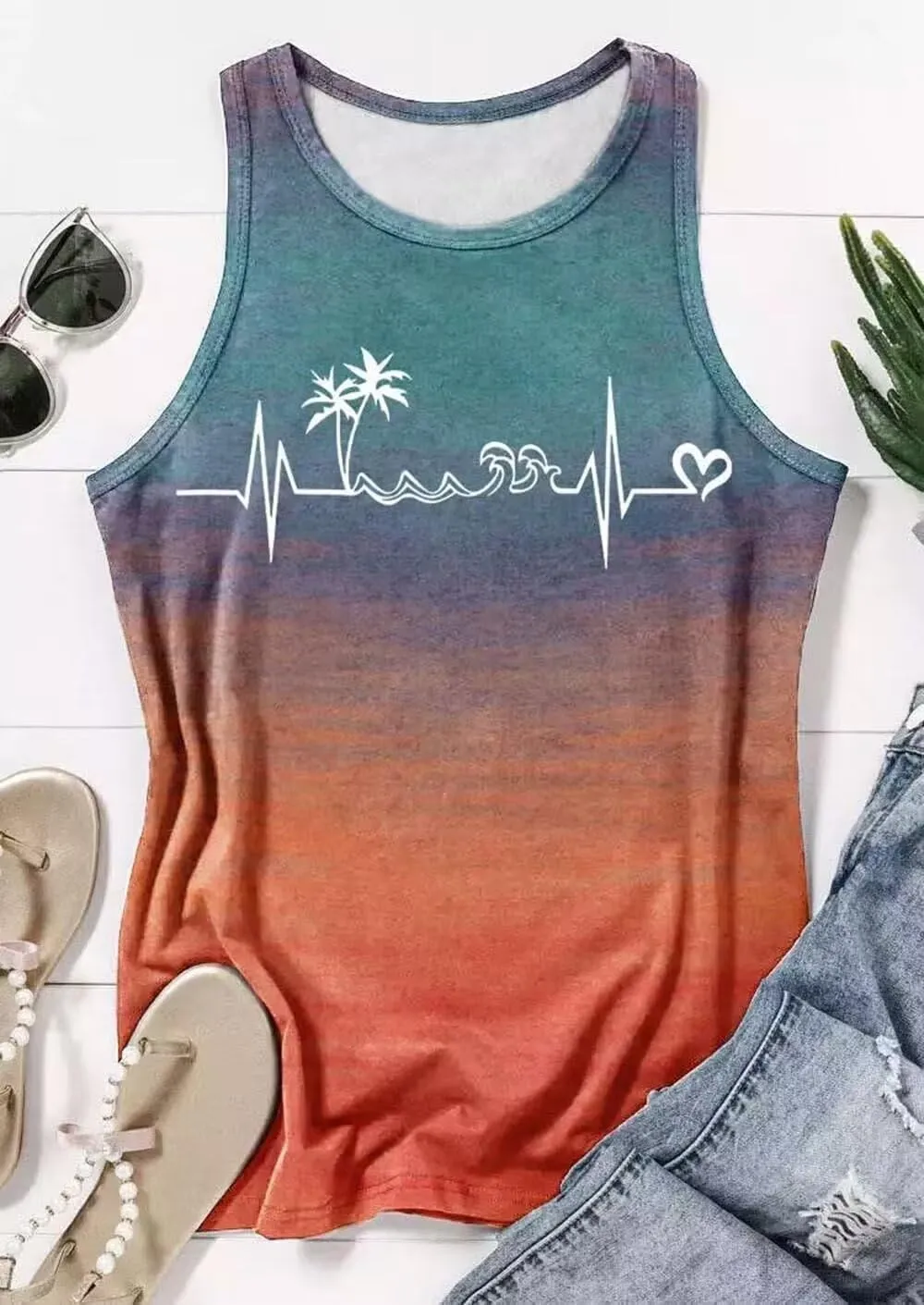 KBLDZHT Women Beach Tank Tops Hawaiian Sleeveless Tanks Summer Vacation Tees Vintage Graphic Girls Trip Tanks Vest