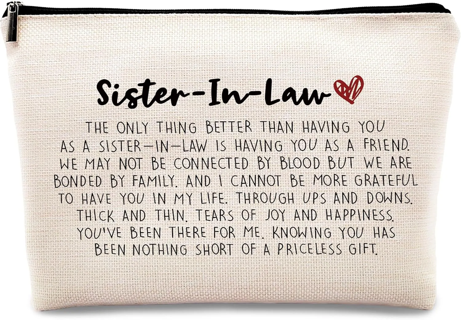 Kdqua Sister In Law Gifts - Makeup Bag, Mothers Day Sister Gifts, Linen Cosmetic Bag