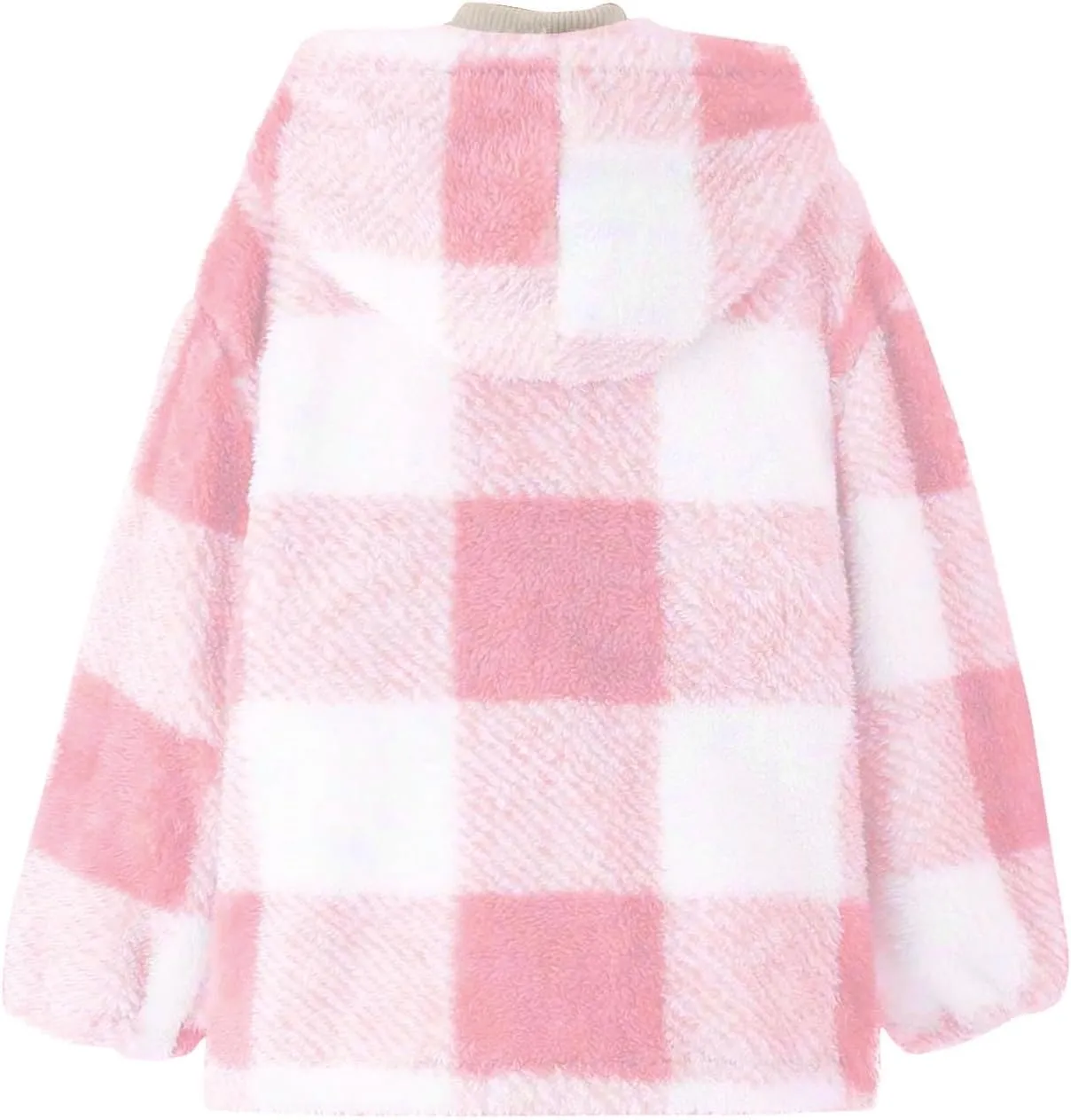 Kids Winter Warm Plush Coat Trendy Plaid Jackets Zip Up Hoodie Boy Girls' Clothing Fleece Hooded Outwear