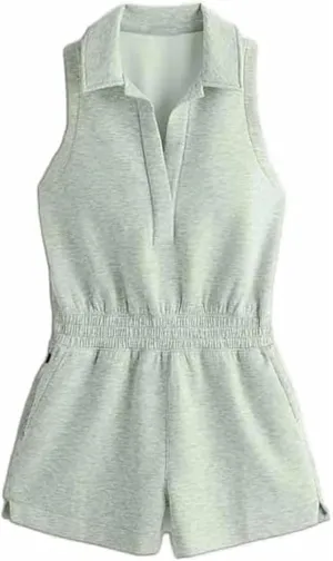 Knit Romper Women, Plus Size Sleeveless Cozy Set,Golf Clothing Sleeveless Romper Athletic Short Jumpsuit