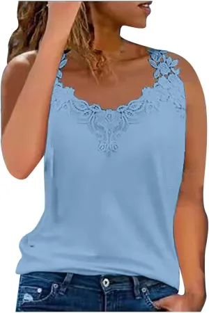 Lace Camisole Tops for Women V Neck Sleeveless Tank Tops Casual Fashion Tank Top Summer Beach 2025 Vacation Outfits
