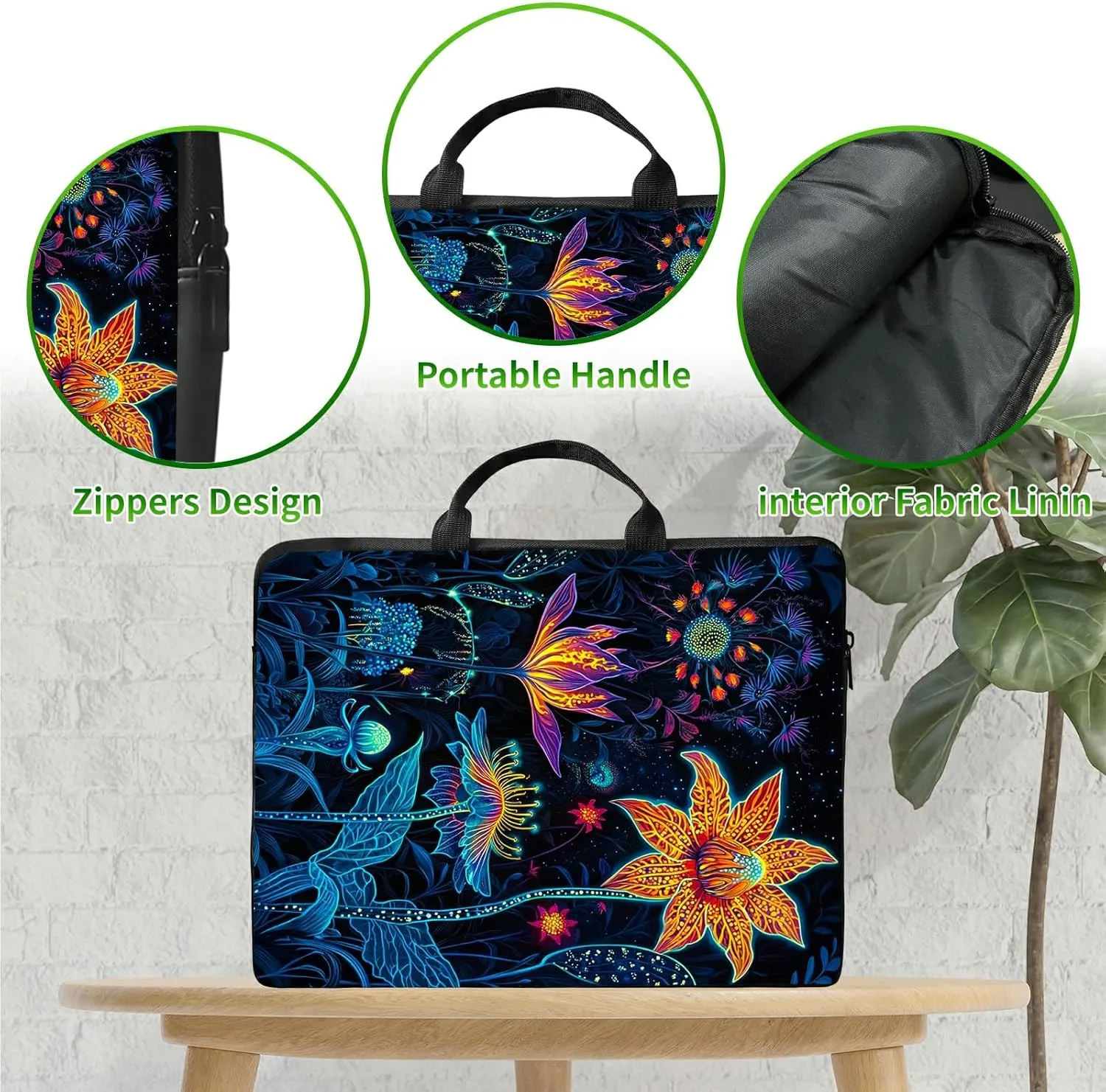 Laptop Shoulder Bag Sleeve Case, Large Capacity Waterproof PU Leather Computer Handbag Suitable for 9.6" 9.7" 10"