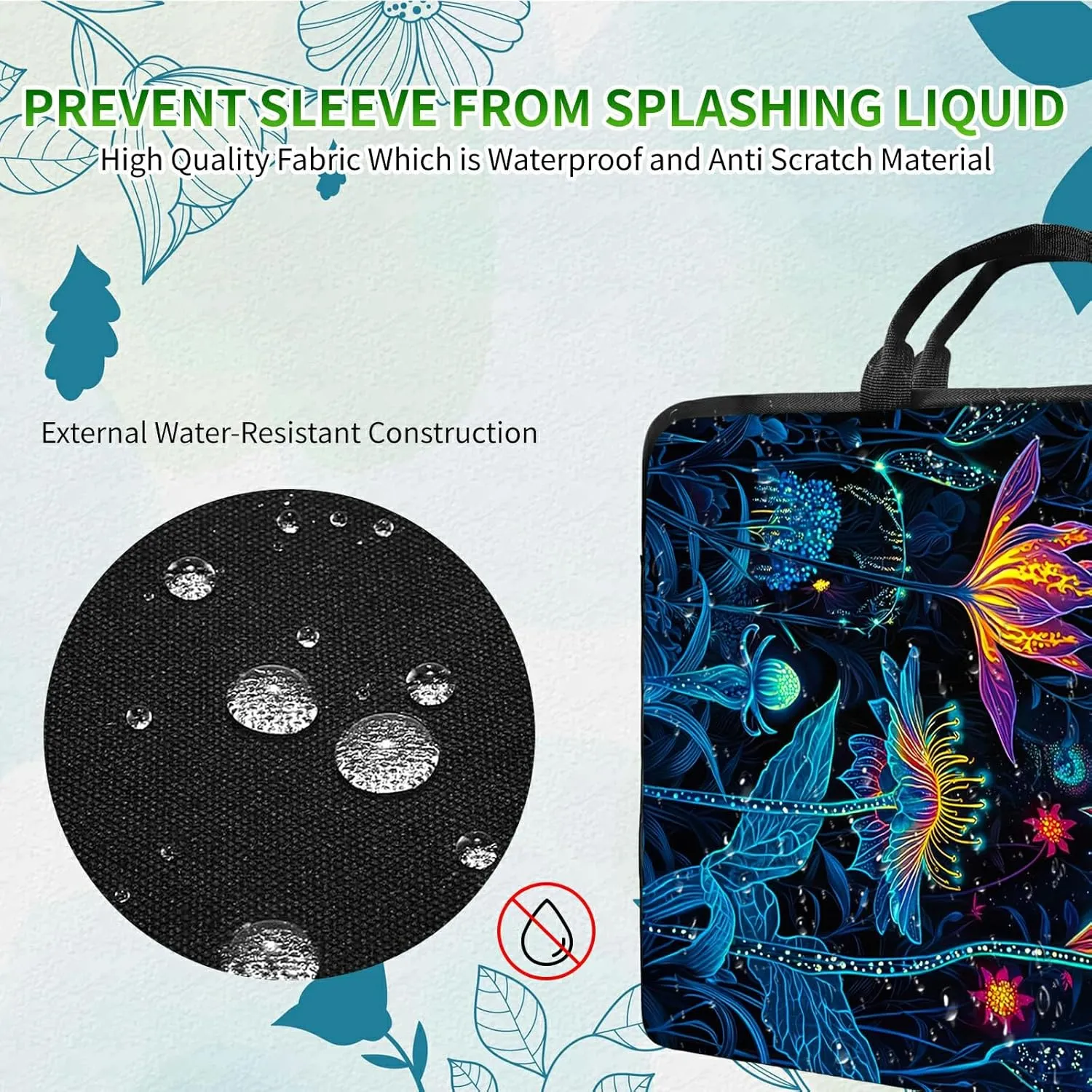 Laptop Shoulder Bag Sleeve Case, Large Capacity Waterproof PU Leather Computer Handbag Suitable for 9.6" 9.7" 10"