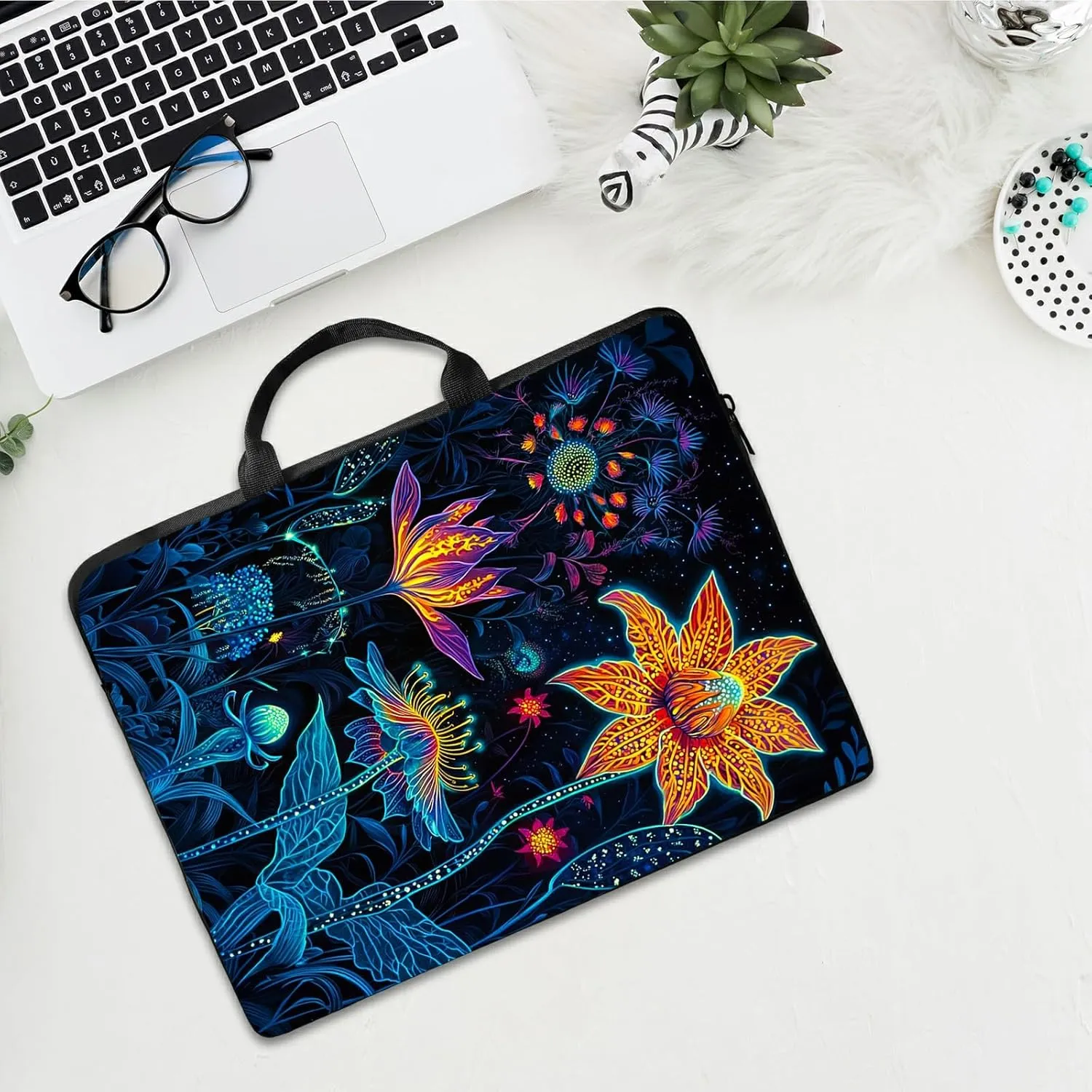 Laptop Shoulder Bag Sleeve Case, Large Capacity Waterproof PU Leather Computer Handbag Suitable for 9.6" 9.7" 10"