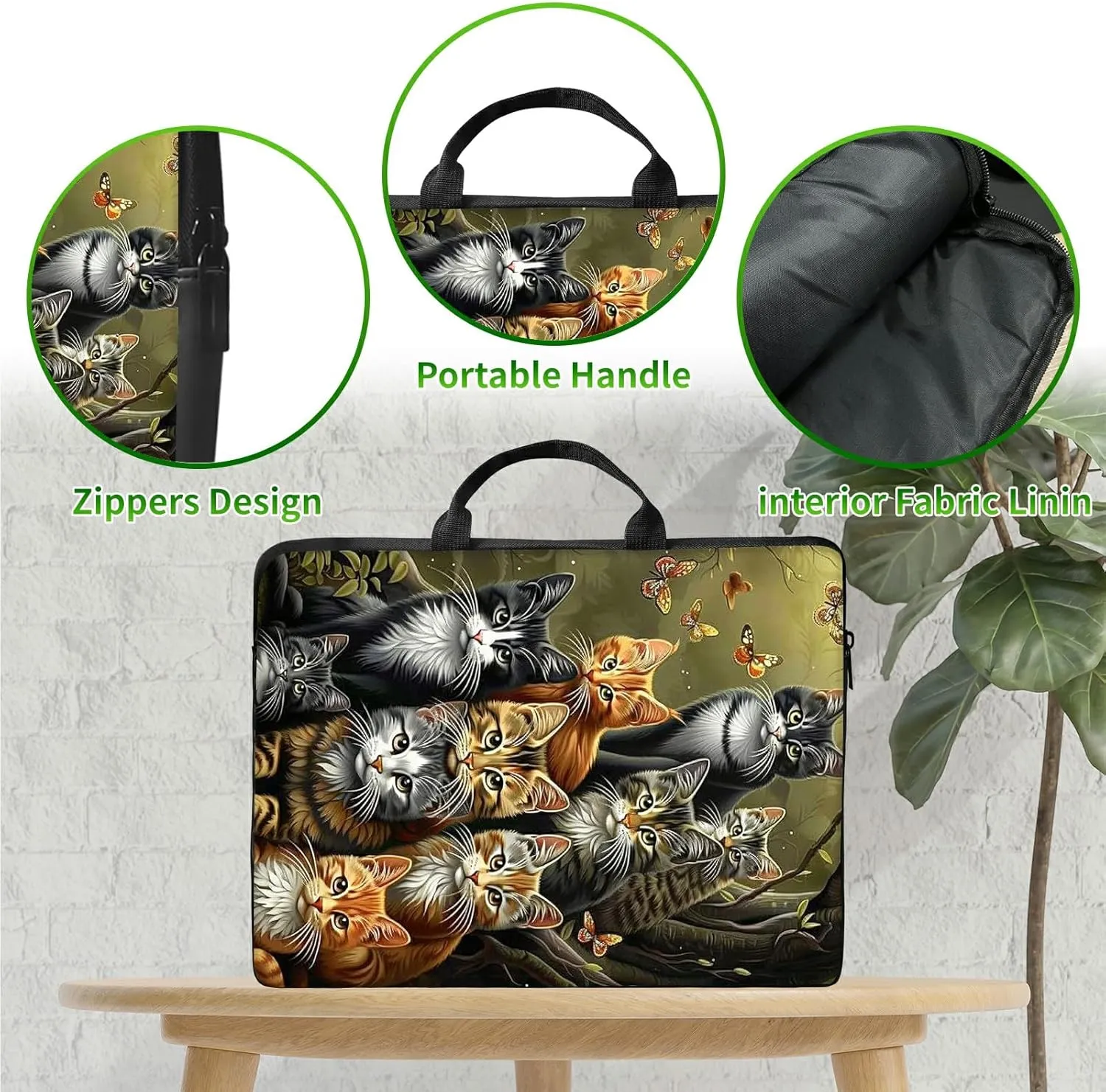 Laptop Shoulder Bag Sleeve Case, Waterproof PU Leather Computer Handbag Suitable