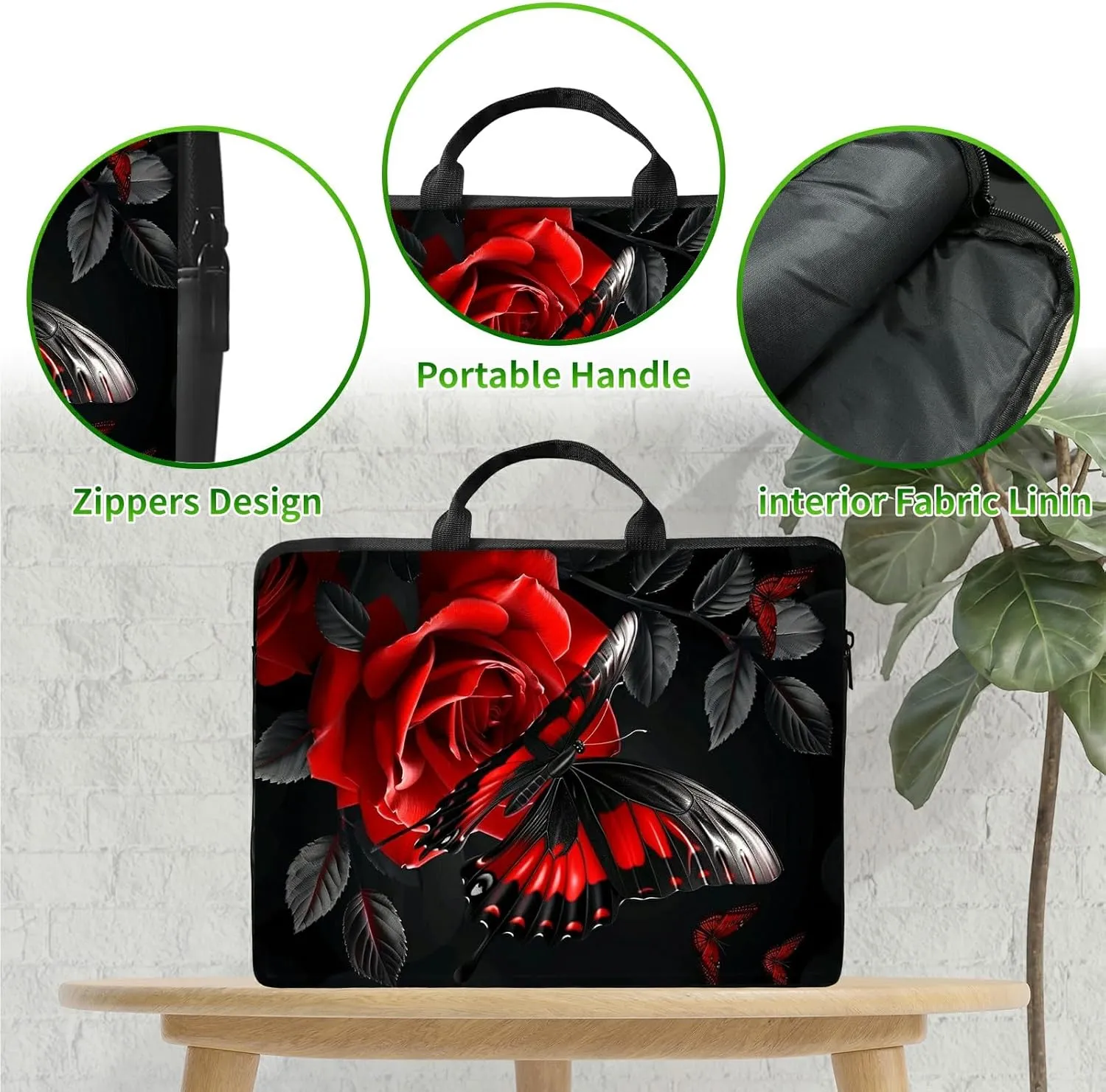 Laptop Shoulder Bag Sleeve Case, Waterproof PU Leather Computer Handbag Suitable
