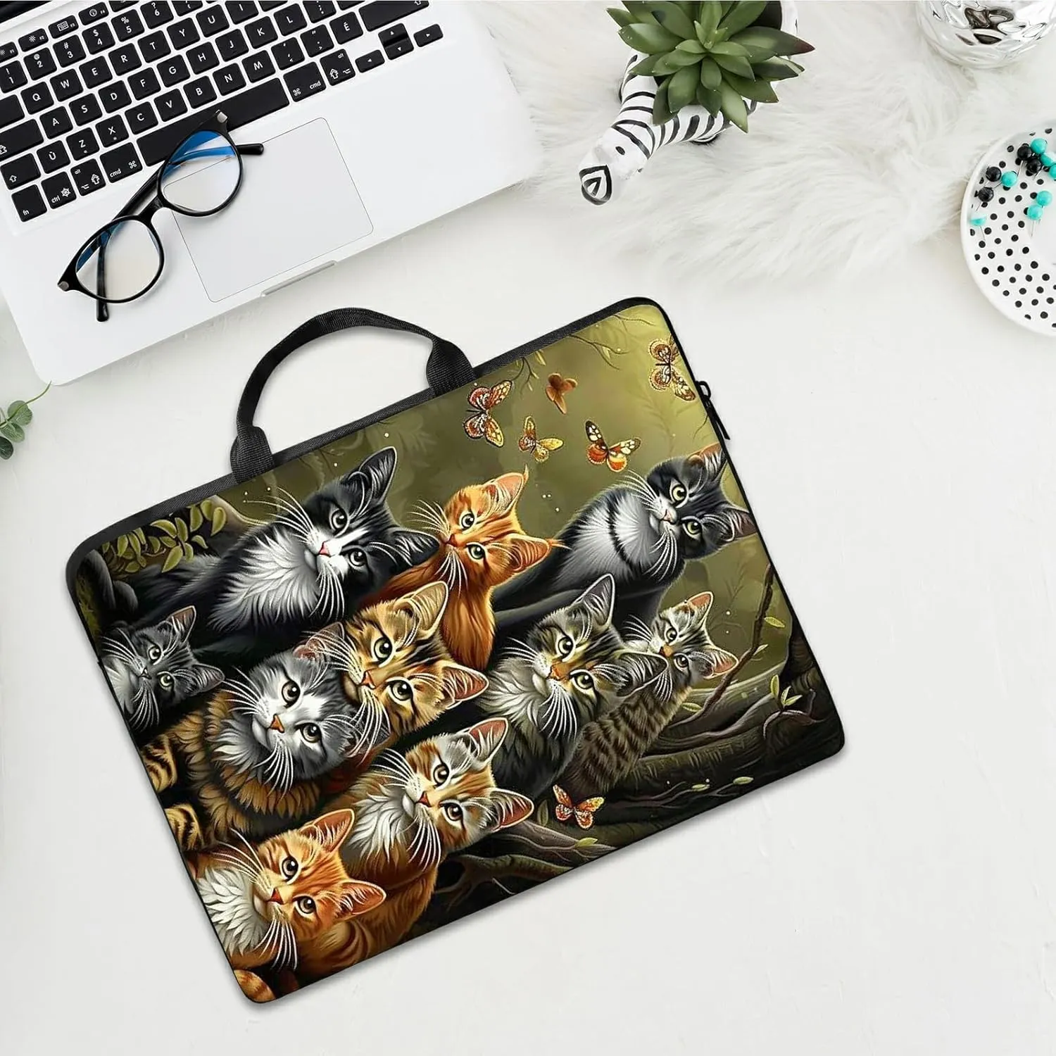 Laptop Shoulder Bag Sleeve Case, Waterproof PU Leather Computer Handbag Suitable