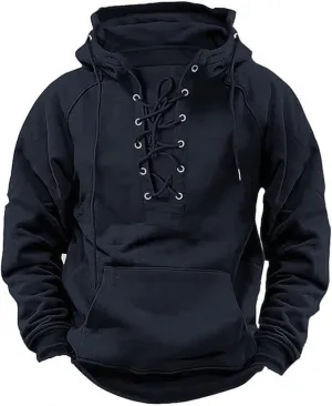 LCMTWX Black Sweatshirt Winter Vintage Long Sleeve Hoodie Half Zipper Hooded Sweatshirt Top Workwear Multi Pocket Outdoor