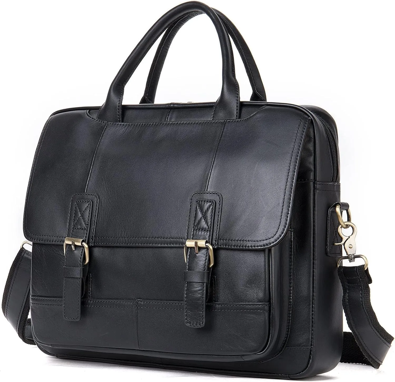 Leather Briefcases for Men Computer Bag Laptop Bag Waterproof Retro Business Travel Messenger Bag for Men