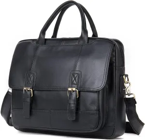 Leather Briefcases for Men Computer Bag Laptop Bag Waterproof Retro Business Travel Messenger Bag for Men