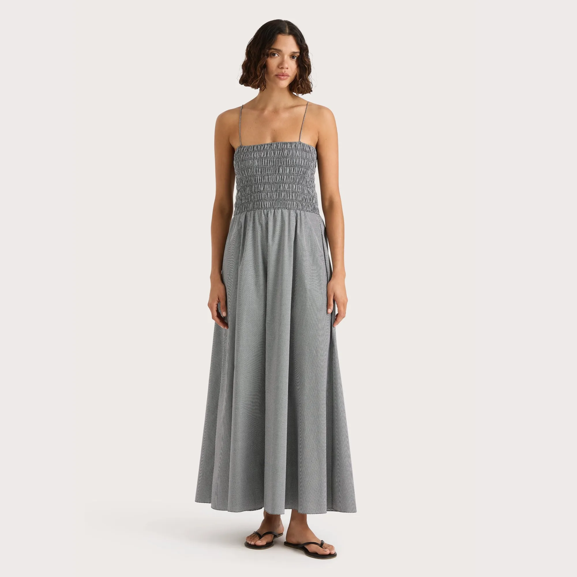 Lida Maxi Dress (Gingham-Black)