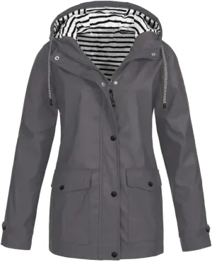 Light Rain Jacket Women Plus Size Waterproof Raincoat Outdoor Hooded Trench Coats Zip Up Windbreaker