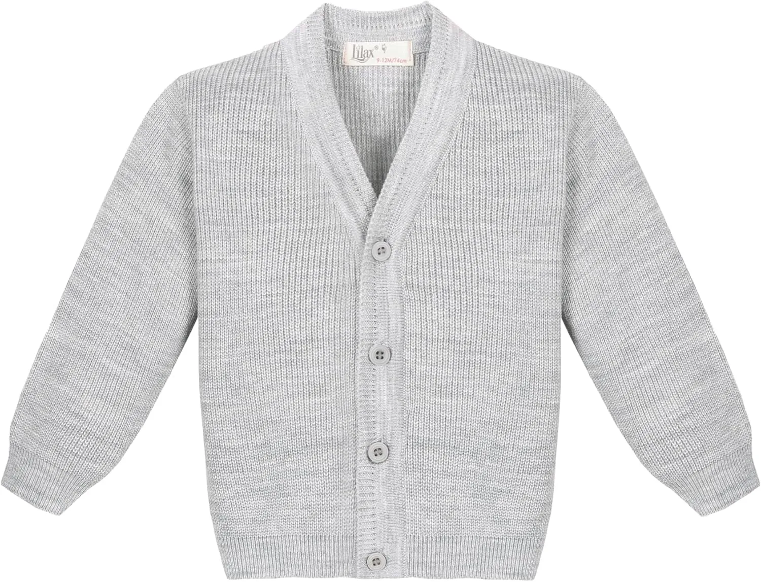 Lilax Baby Boys Basic Long Sleeve V-Neck Classic Knit Cardigan Sweater