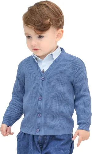 Lilax Baby Boys Basic Long Sleeve V-Neck Classic Knit Cardigan Sweater