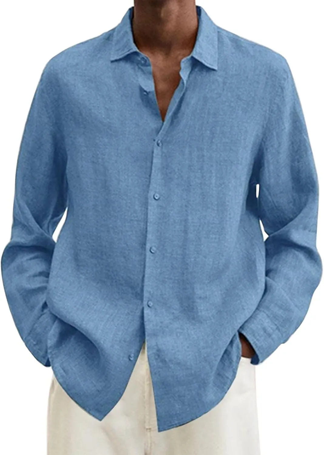 Linen Shirts for Men Big and Tall Long Sleeve Shirts Summer Beach Shirts Button Down Casual Shirts Loose Fit Top Shirts