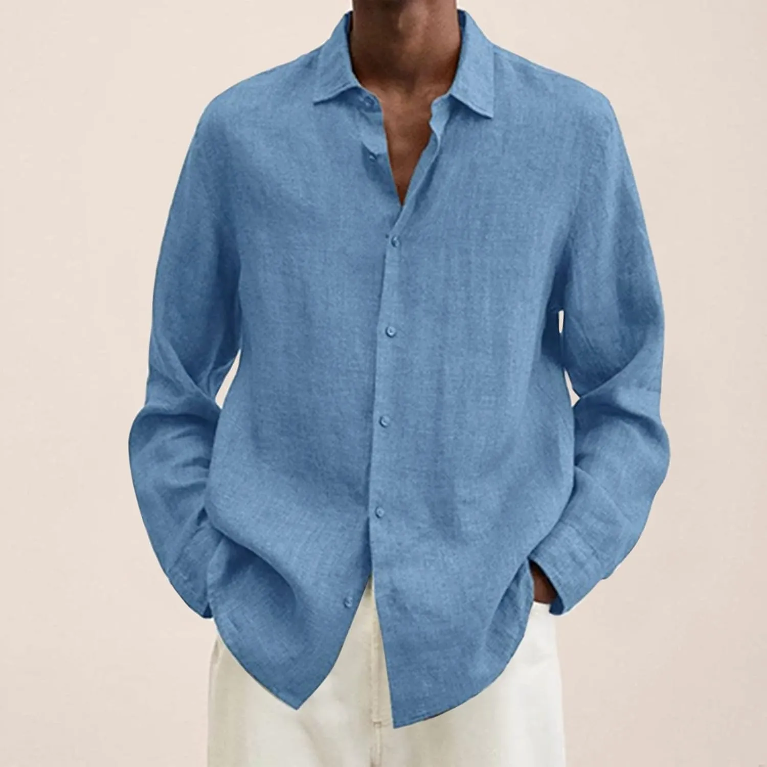 Linen Shirts for Men Big and Tall Long Sleeve Shirts Summer Beach Shirts Button Down Casual Shirts Loose Fit Top Shirts