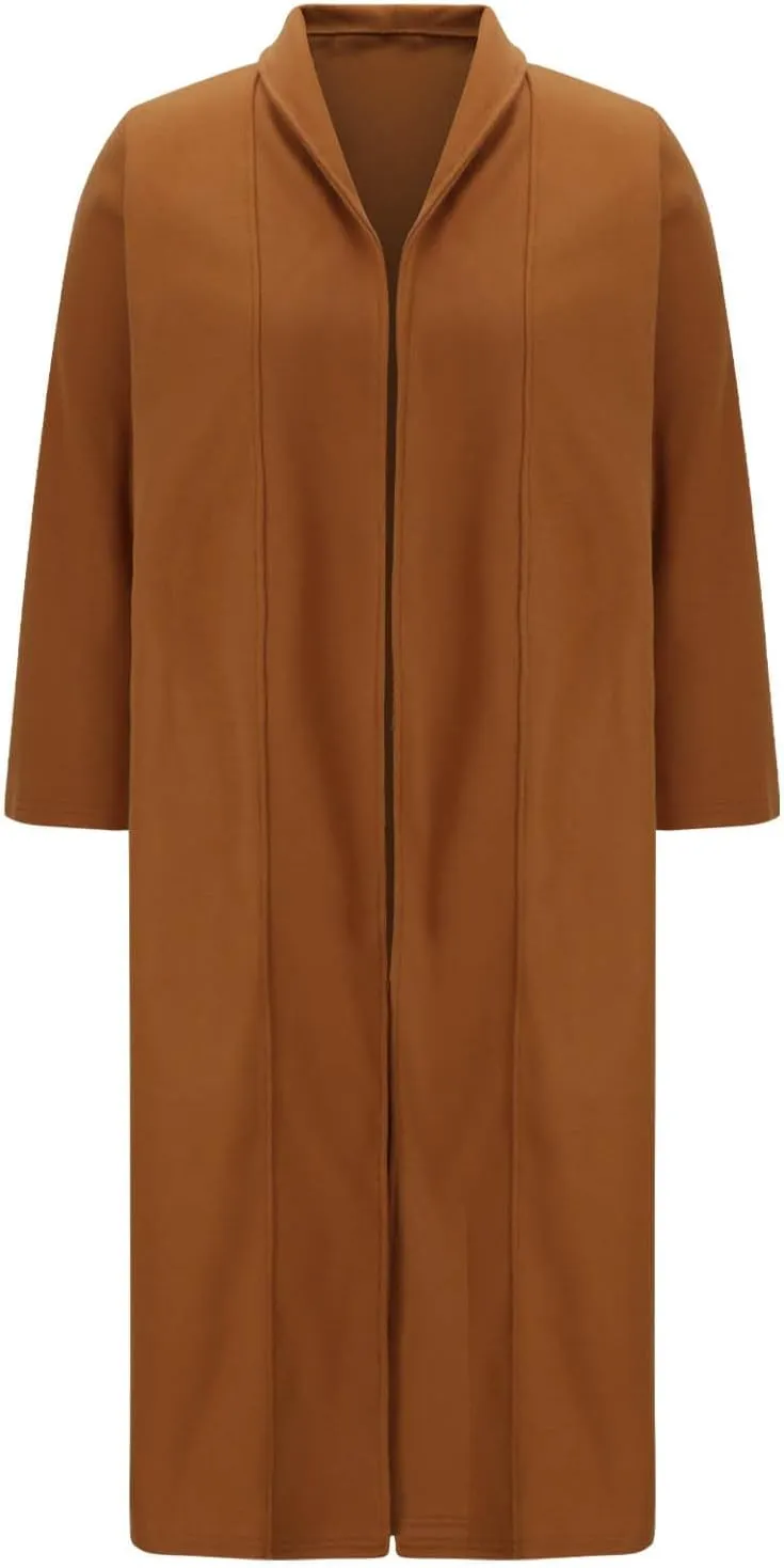 Lmdudan Wool Blend Coat for Women Elegant Shawl Collar Open Front Coats Formal Work Mid Long Winter Pea Coat Outwear Tops