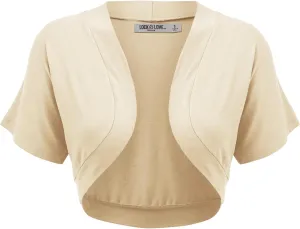 Lock and Love Women's Versatile Open Front Lightweight Short Sleeve Bolero Shrug