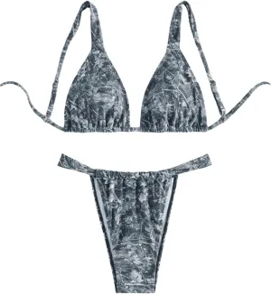 MakeMeChic Women's Camo Bikini Set Triangle Tie Backless Thong Bathing Suit Two Piece Swimsuits