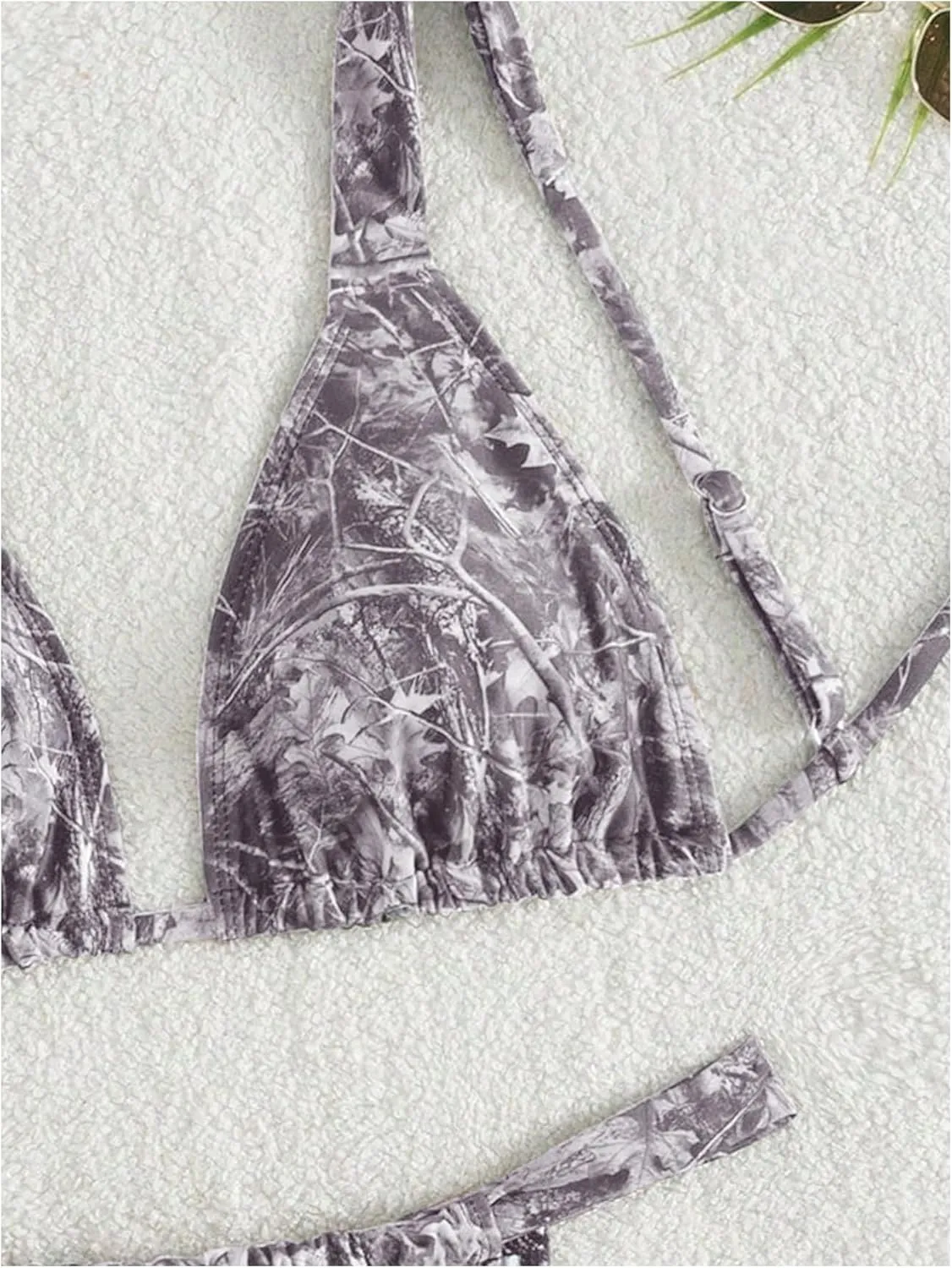 MakeMeChic Women's Camo Bikini Set Triangle Tie Backless Thong Bathing Suit Two Piece Swimsuits