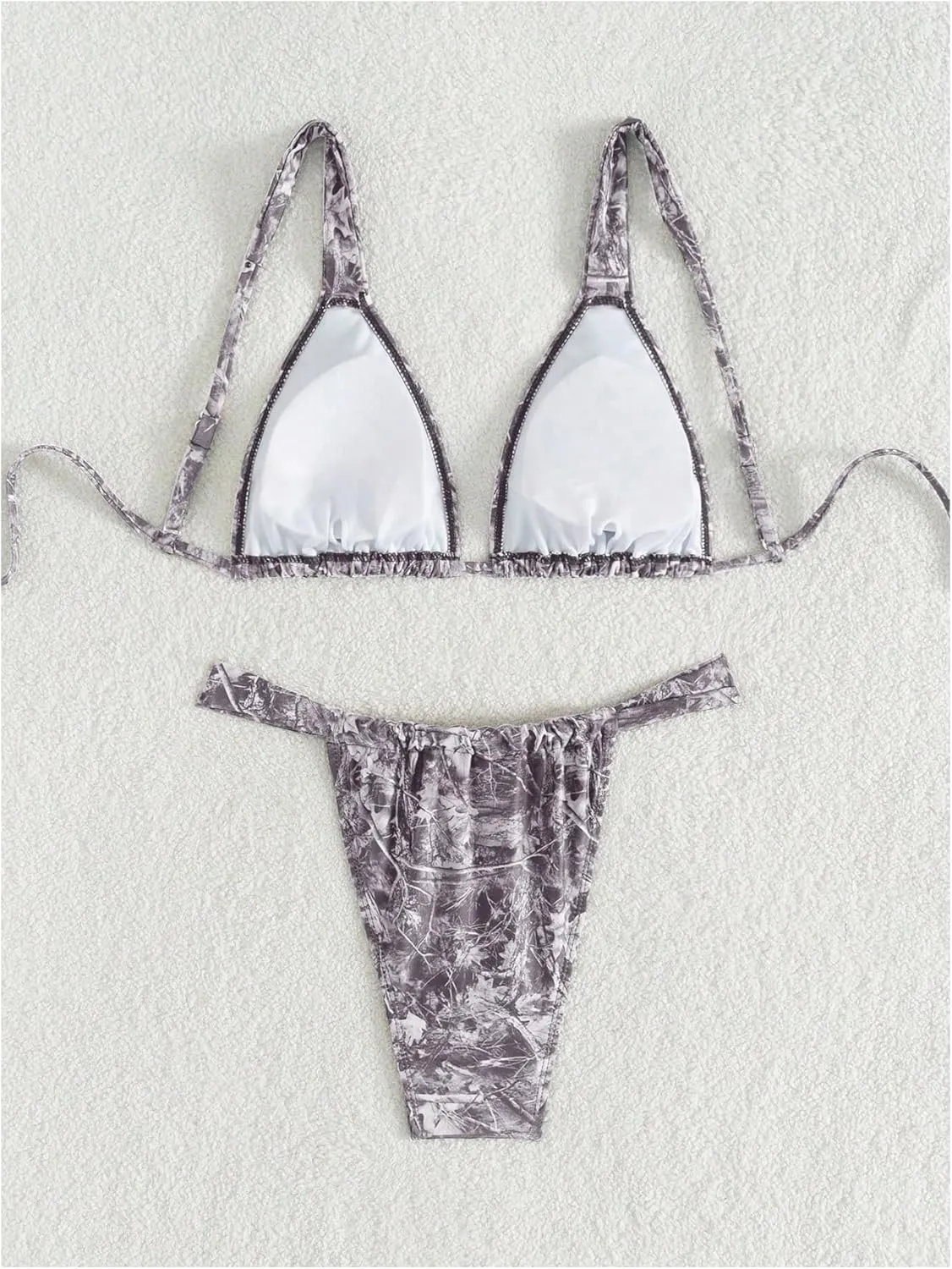 MakeMeChic Women's Camo Bikini Set Triangle Tie Backless Thong Bathing Suit Two Piece Swimsuits