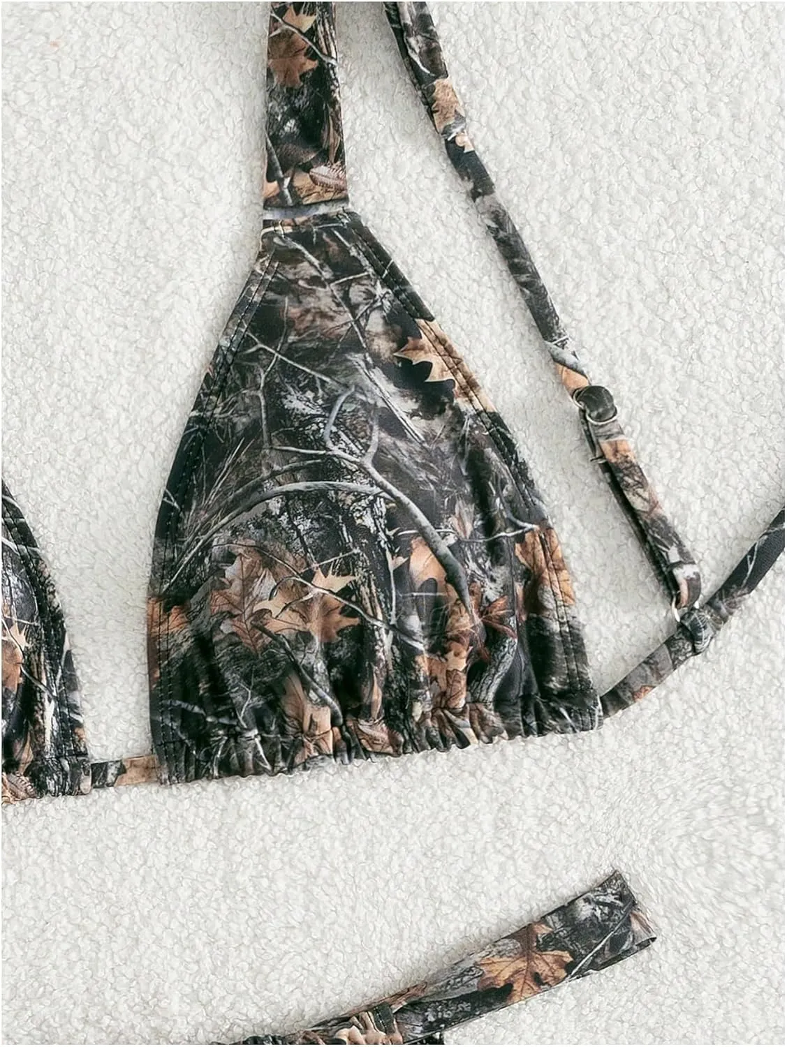 MakeMeChic Women's Camo Bikini Set Triangle Tie Backless Thong Bathing Suit Two Piece Swimsuits